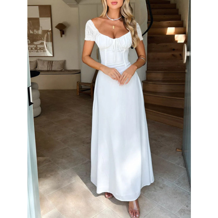 Devine Sweetheart Neck Short Sleeve Maxi Dress Apparel and Accessories