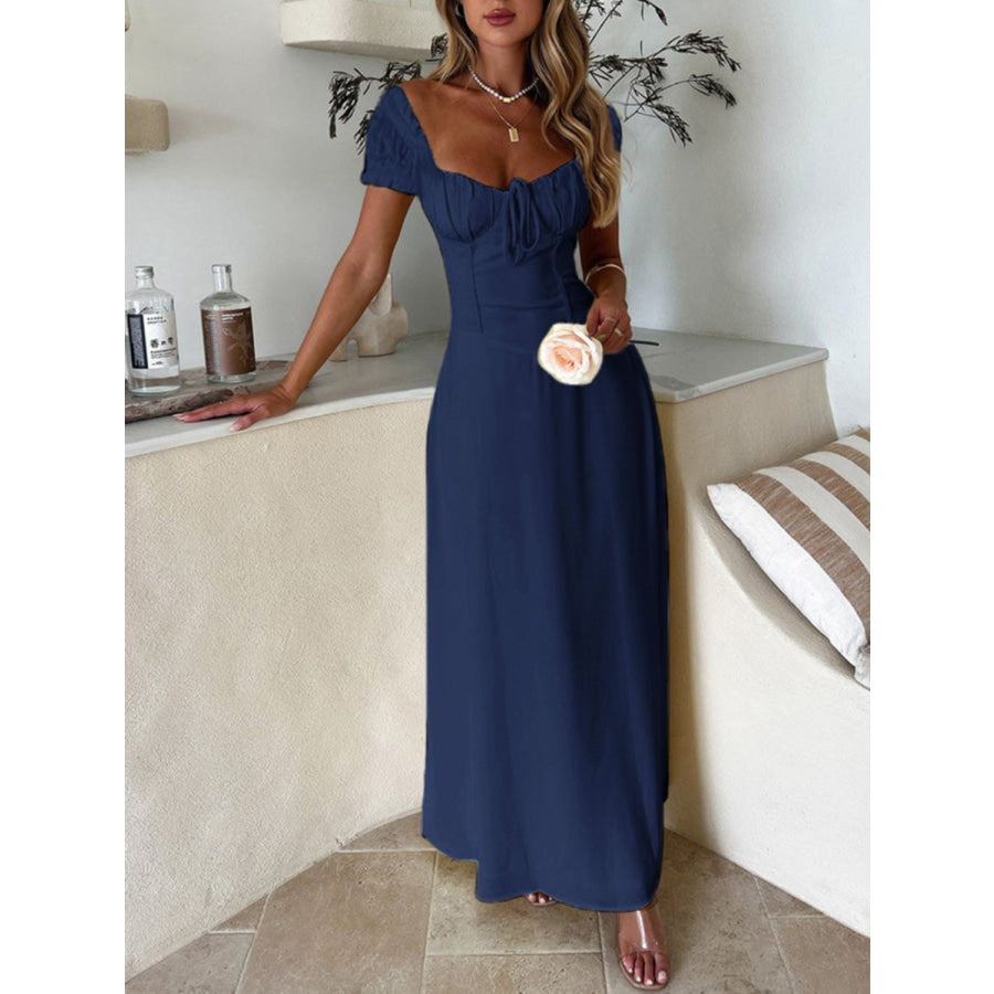 Devine Sweetheart Neck Short Sleeve Maxi Dress Apparel and Accessories