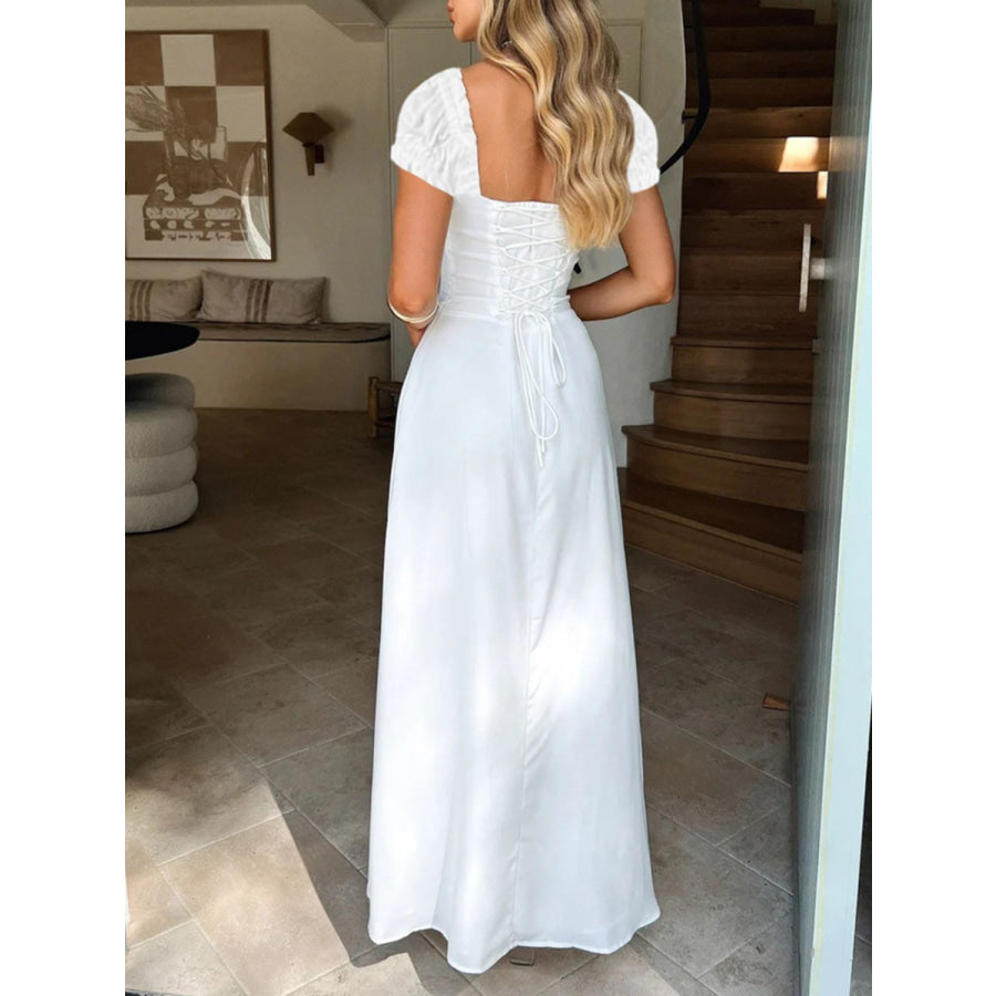 Devine Sweetheart Neck Short Sleeve Maxi Dress Apparel and Accessories