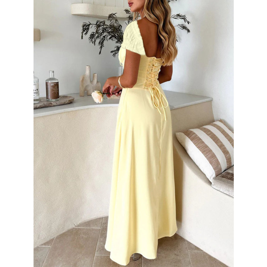 Devine Sweetheart Neck Short Sleeve Maxi Dress Apparel and Accessories