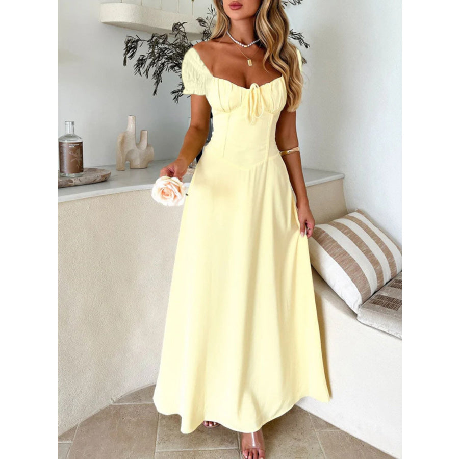 Devine Sweetheart Neck Short Sleeve Maxi Dress Apparel and Accessories