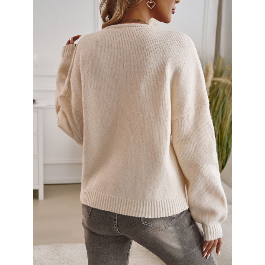 Devine Tied Round Neck Dropped Shoulder Cardigan Eggshell / S Apparel and Accessories