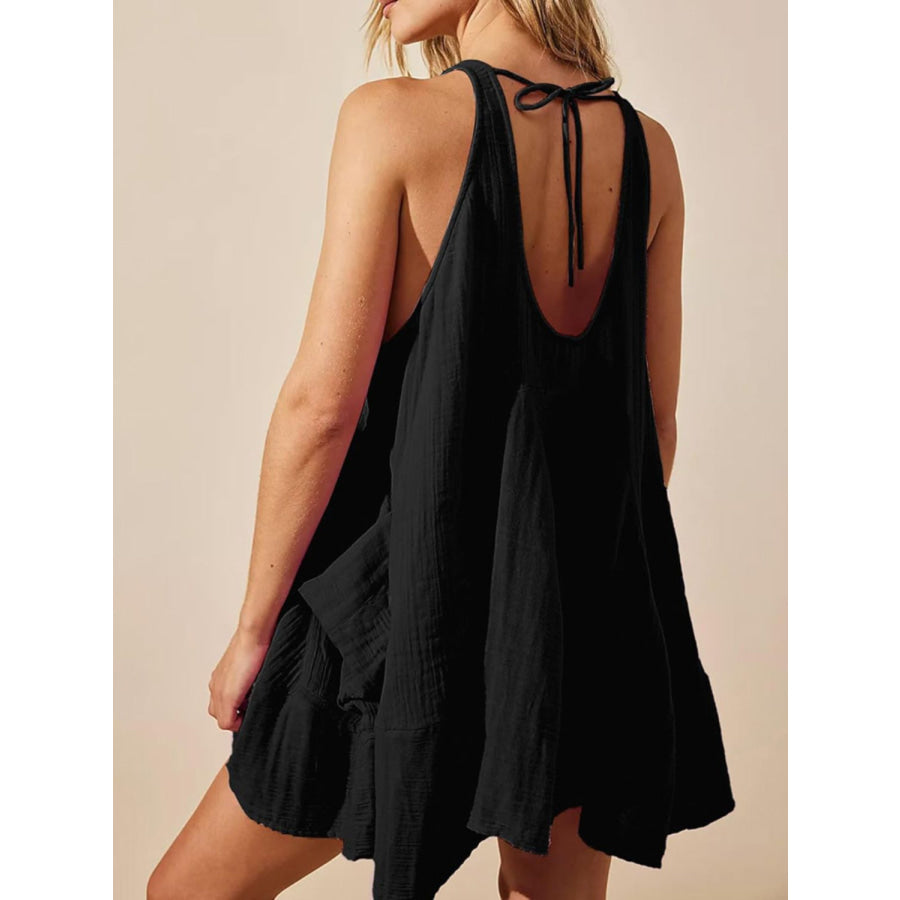 Devine Tied Scoop Neck Wide Strap Mini Dress Apparel and Accessories