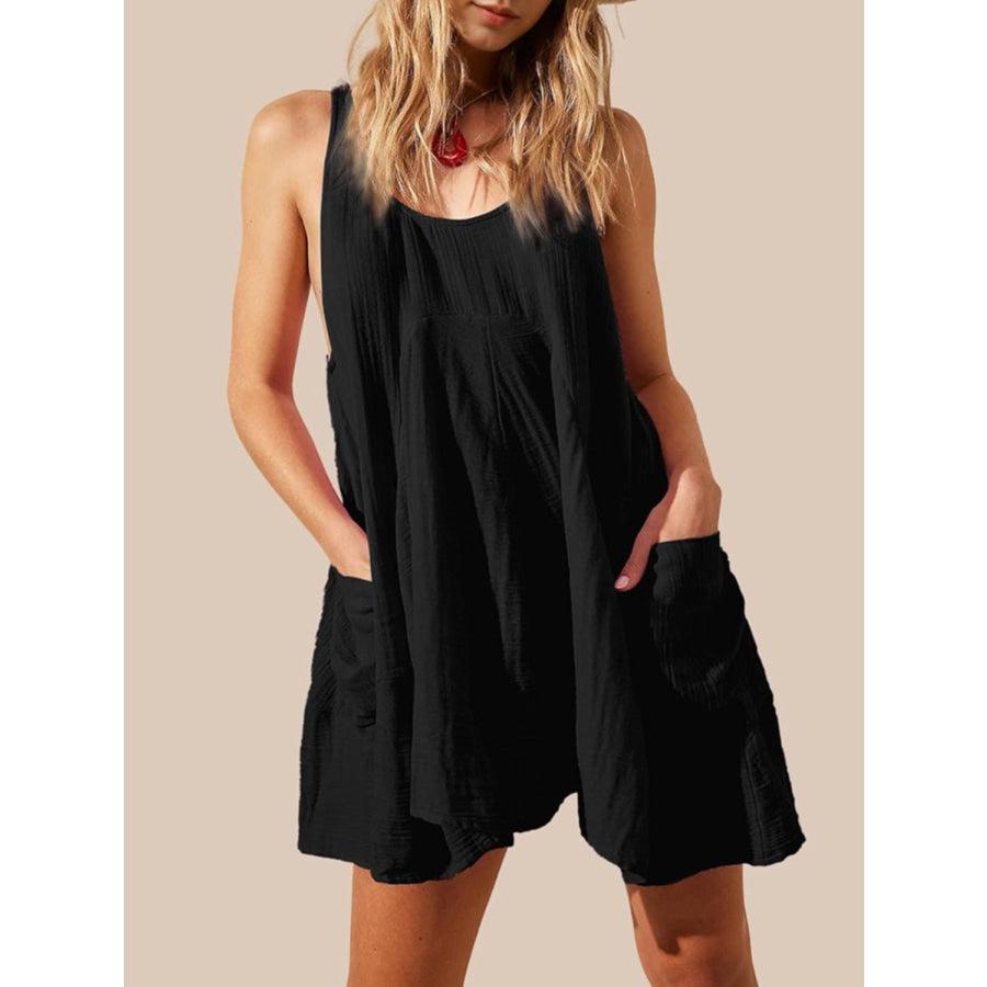 Devine Tied Scoop Neck Wide Strap Mini Dress Black / S Apparel and Accessories