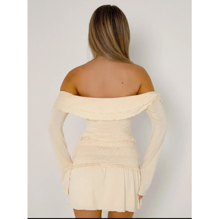 Devine Twisted Ruffled Off-Shoulder Long Sleeve T-Shirt Apparel and Accessories