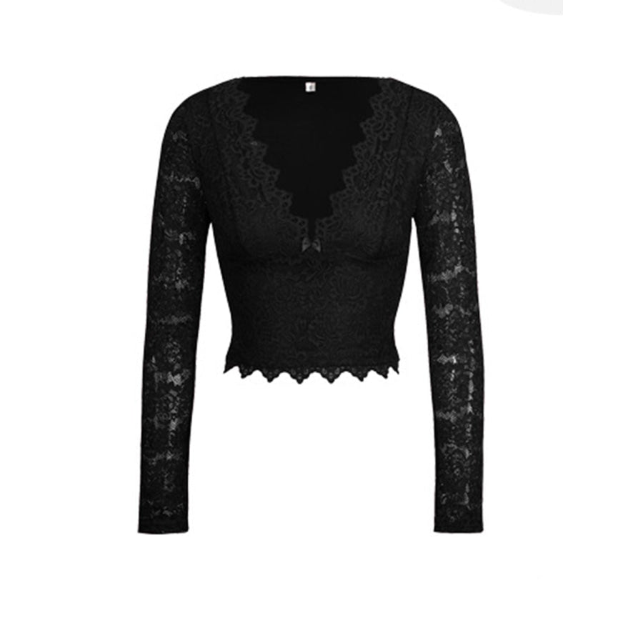 Devine V-Neck Long Sleeve Lace Top Apparel and Accessories