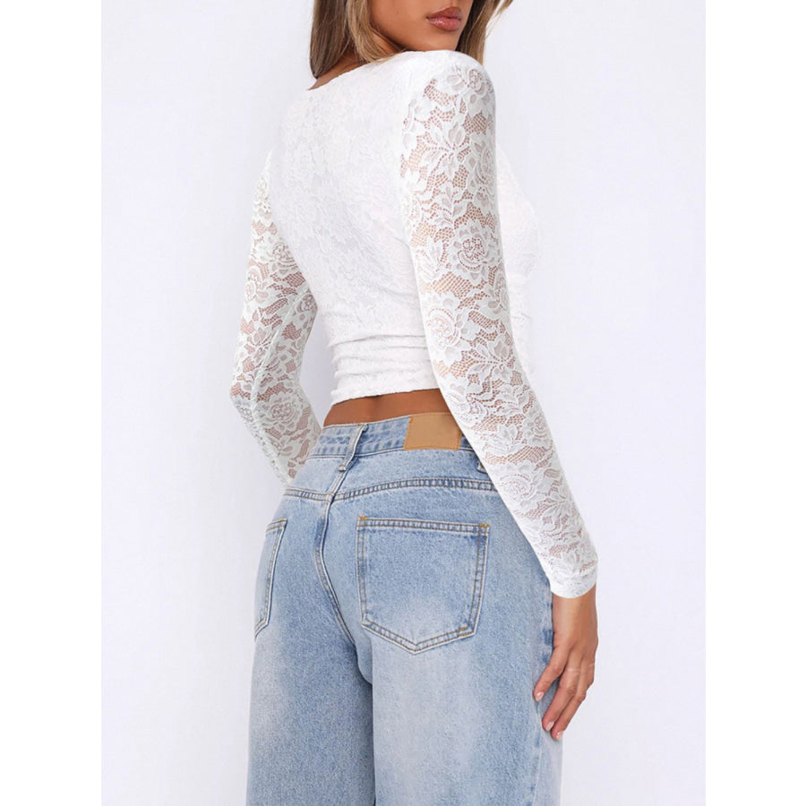 Devine V-Neck Long Sleeve Lace Top Apparel and Accessories