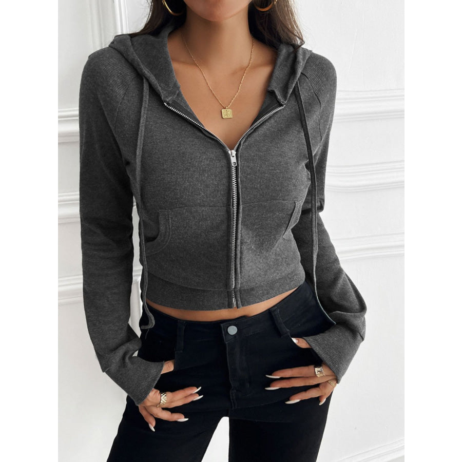 Devine Zip Up Long Sleeve Hooded Outerwear Apparel and Accessories