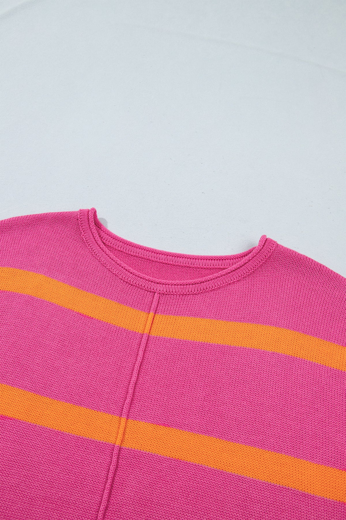 Rose Stripe Knit Western Short Sleeve Sweater