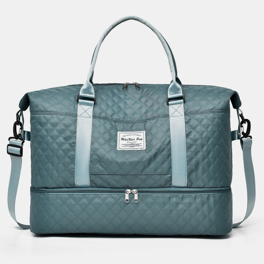 Diamond Grid Oxford Cloth Oversize Travel Bag Deep Teal / One Size Apparel and Accessories