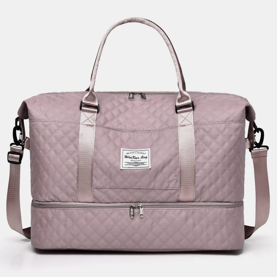 Diamond Grid Oxford Cloth Oversize Travel Bag Lilac / One Size Apparel and Accessories