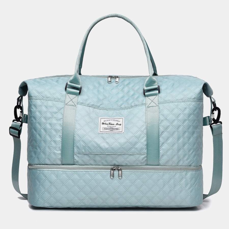 Diamond Grid Oxford Cloth Oversize Travel Bag Mint Blue / One Size Apparel and Accessories