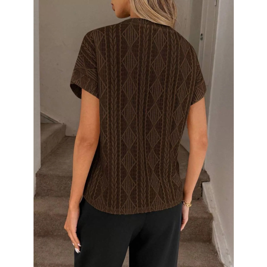 Diamond Pattern Round Neck Top Apparel and Accessories