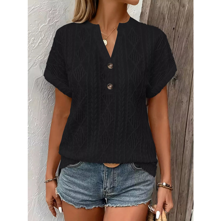 Diamond Pattern Short Sleeve Top Apparel and Accessories