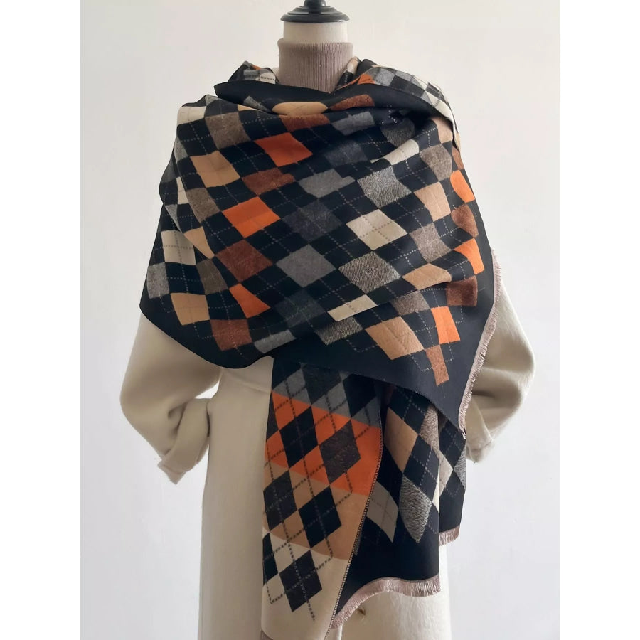 Diamond Pattern Warm Scarf Style B / One Size Apparel and Accessories