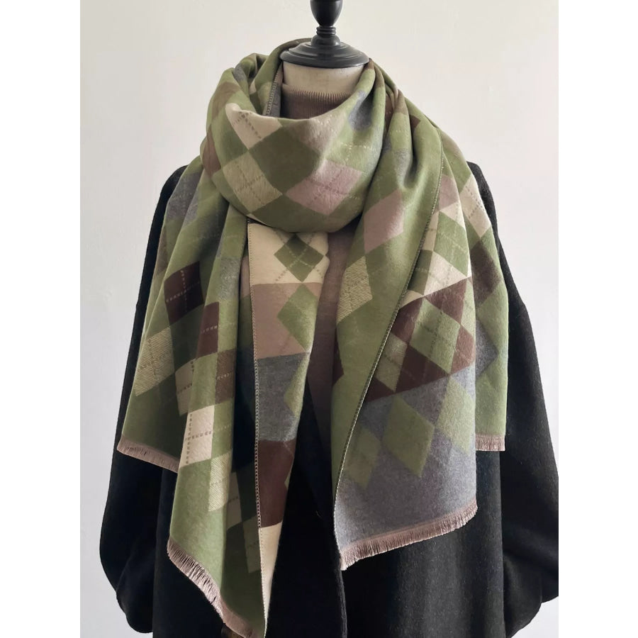 Diamond Pattern Warm Scarf Style D / One Size Apparel and Accessories