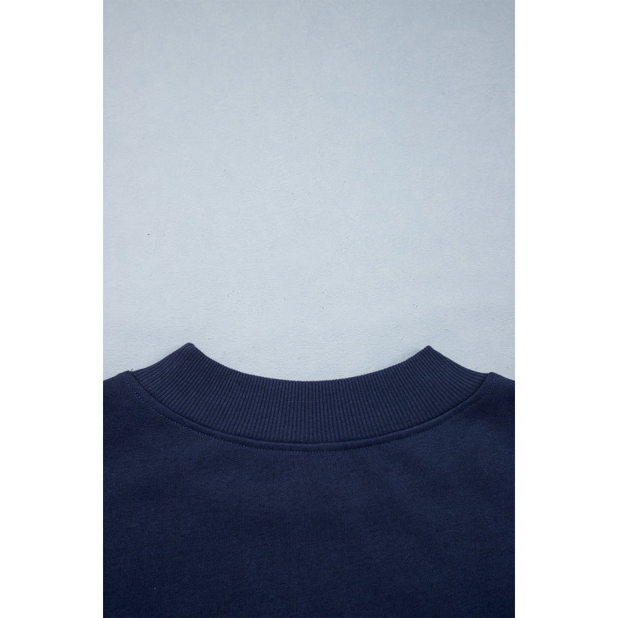 Dirty blue Embroidered Leopard Alabama High Neck Long Sleeve Tunic Sweatshirt Tops/Sweatshirts & Hoodies
