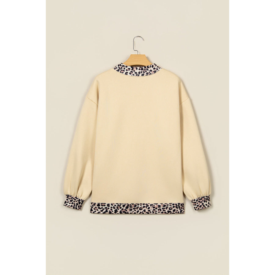 Dirty blue Polka Dot Trim High Neck GRACE Letter Graphic Baggy Sweatshirt Tops/Sweatshirts & Hoodies