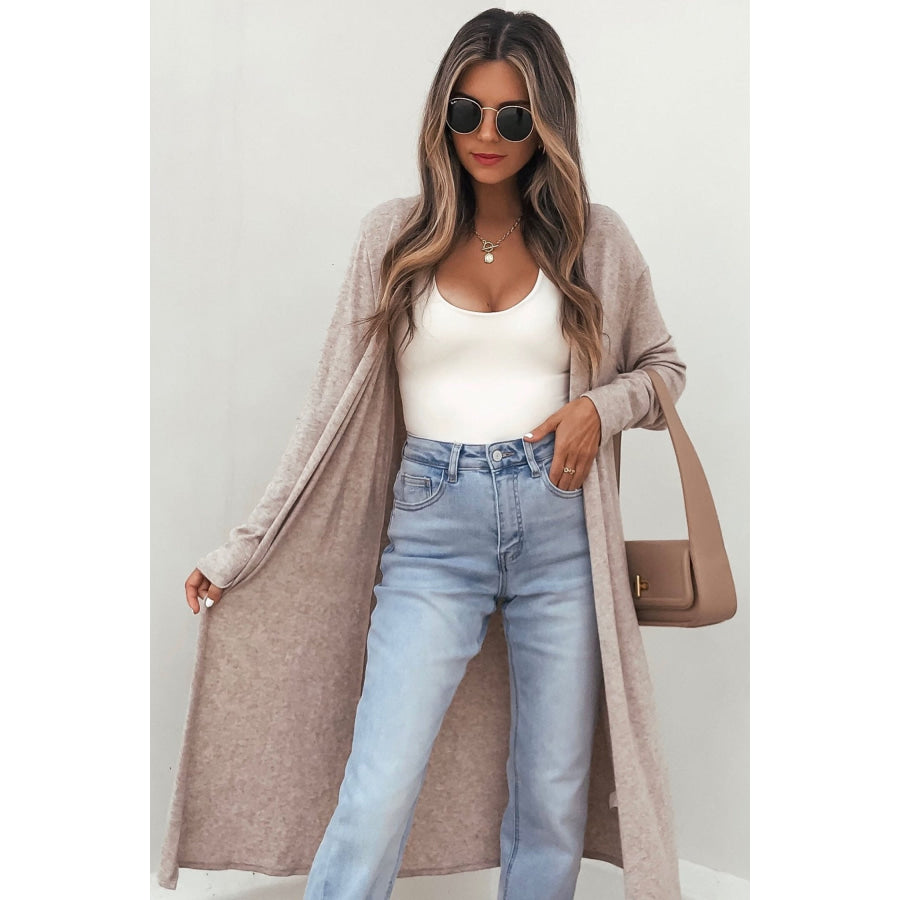Dirty blue Solid Color Long Sleeve Casual Tunic Shift Cardigan Sweaters & Cardigans/Cardigans