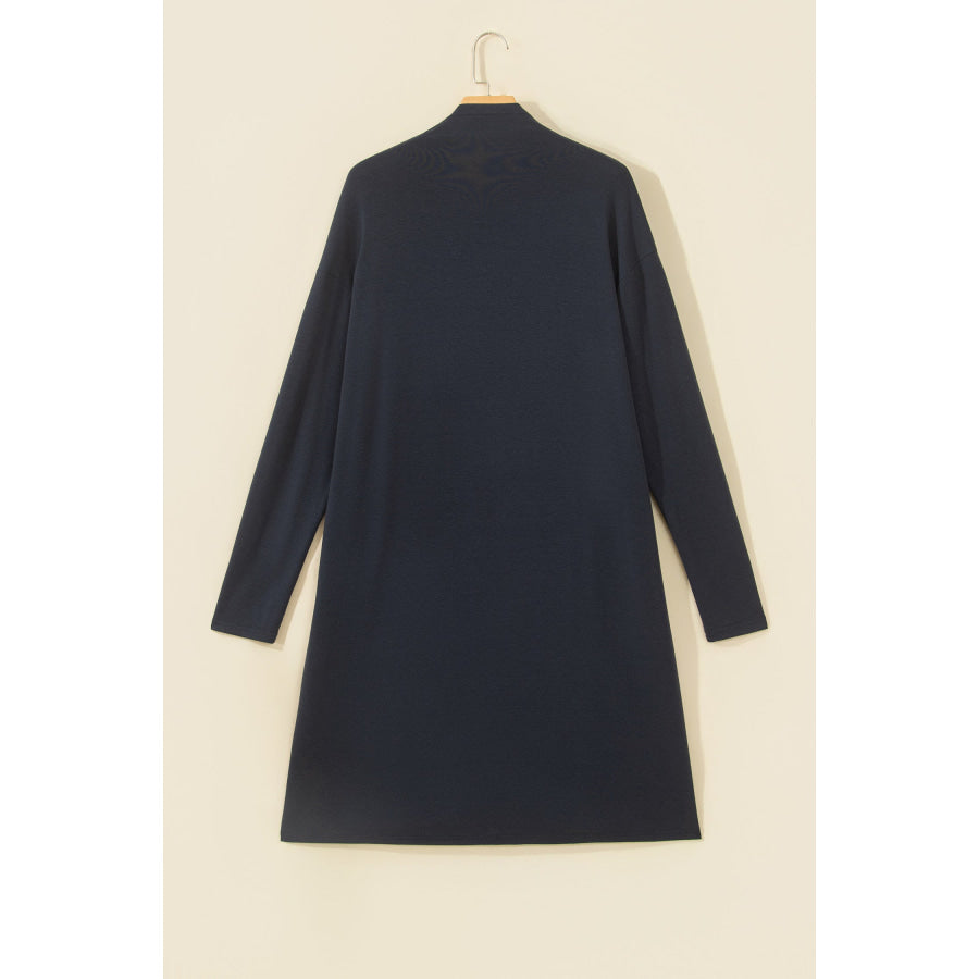 Dirty blue Solid Color Long Sleeve Casual Tunic Shift Cardigan Sweaters & Cardigans/Cardigans