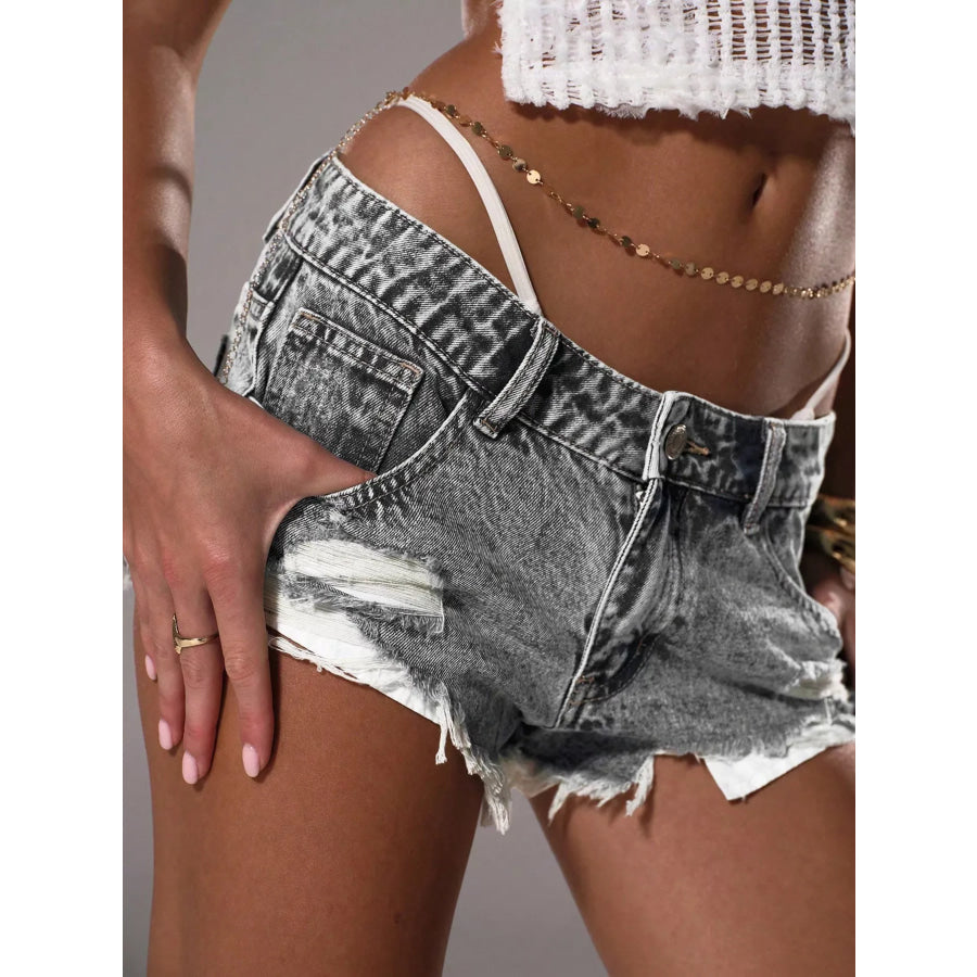 Distressed Acid Wash Denim Shorts Apparel and Accessories