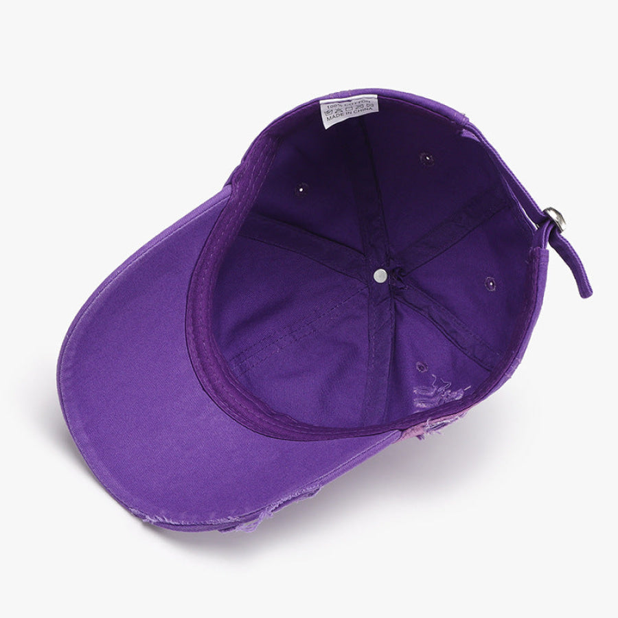 Distressed Adjustable Cotton Baseball Cap Apparel and Accessories