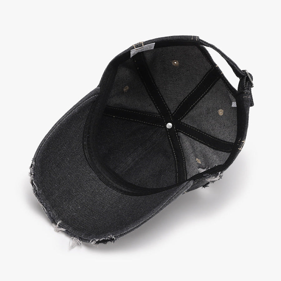 Distressed Adjustable Cotton Baseball Cap Apparel and Accessories