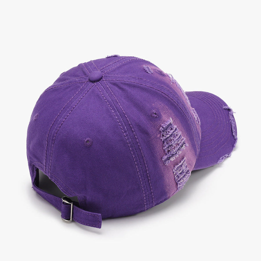 Distressed Adjustable Cotton Baseball Cap Apparel and Accessories