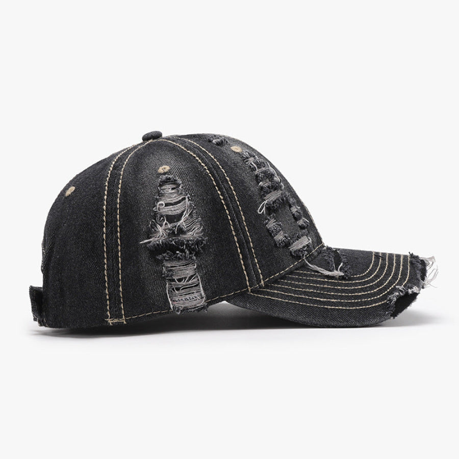 Distressed Adjustable Cotton Baseball Cap Apparel and Accessories