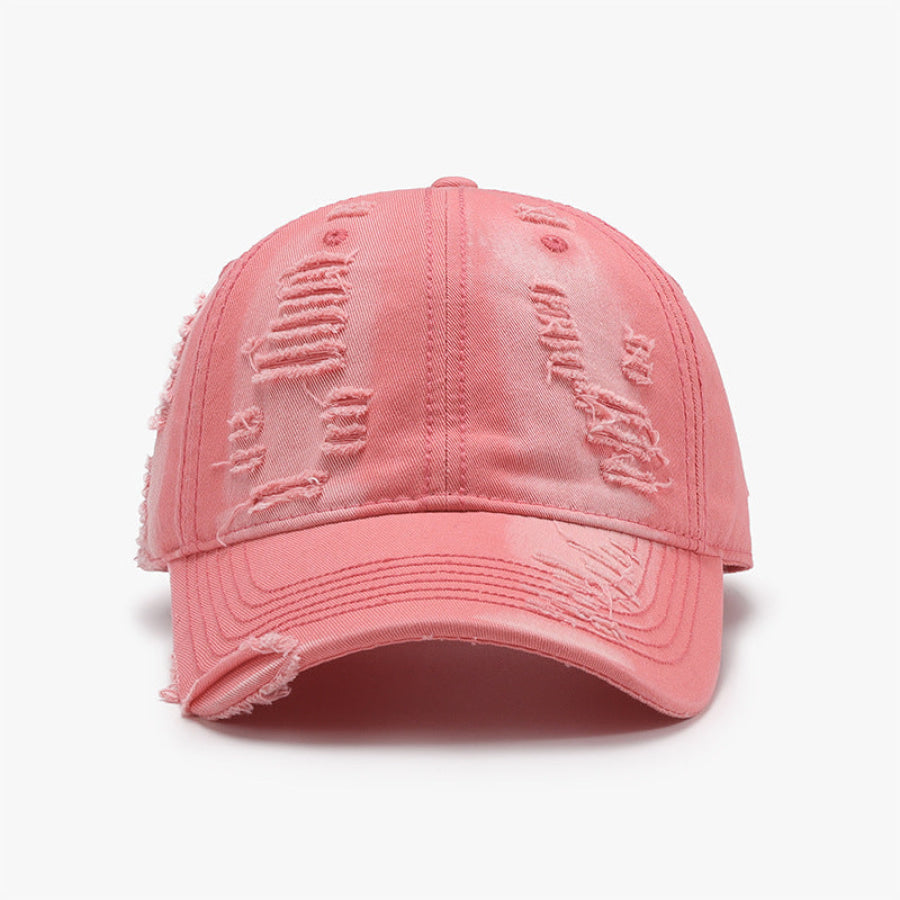 Distressed Adjustable Cotton Baseball Cap Burnt Coral / One Size Apparel and Accessories
