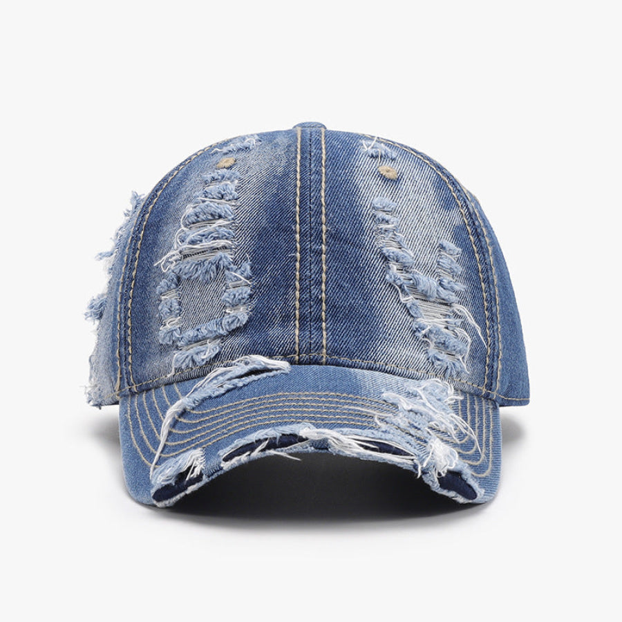 Distressed Adjustable Cotton Baseball Cap Light / One Size Apparel and Accessories