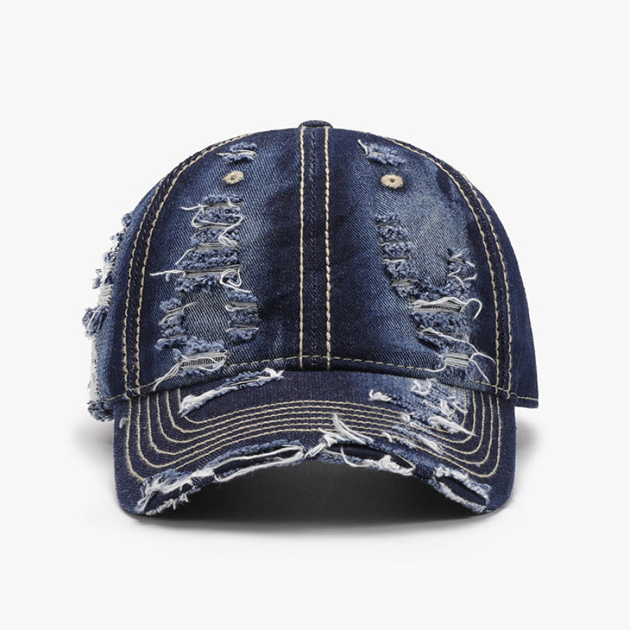 Distressed Adjustable Cotton Baseball Cap Medium / One Size Apparel and Accessories