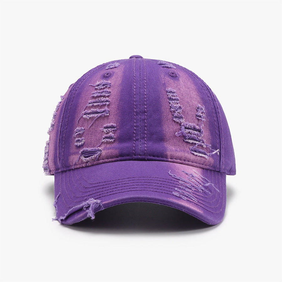 Distressed Adjustable Cotton Baseball Cap Purple / One Size Apparel and Accessories