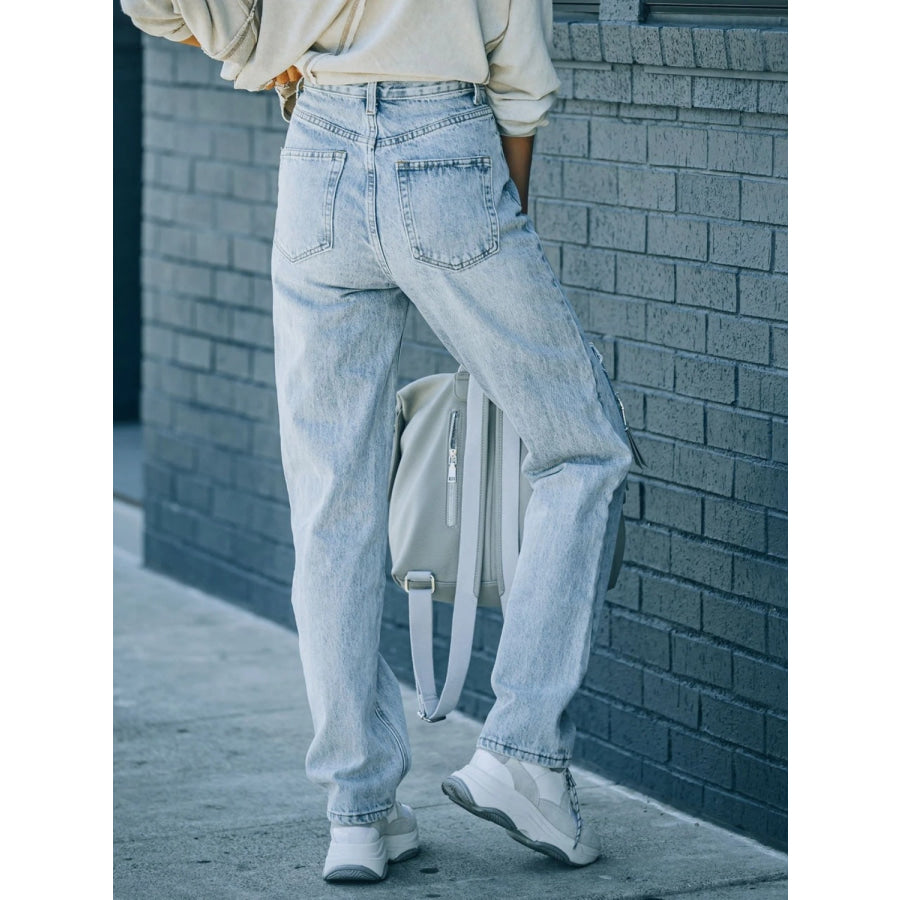 Distressed Asymmetric Waist Jeans Light / S Apparel and Accessories