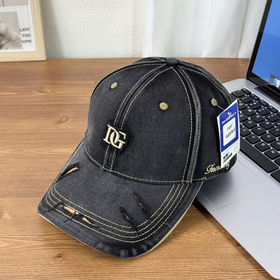 Distressed Causal Baseball Cap Black / One Size Apparel and Accessories
