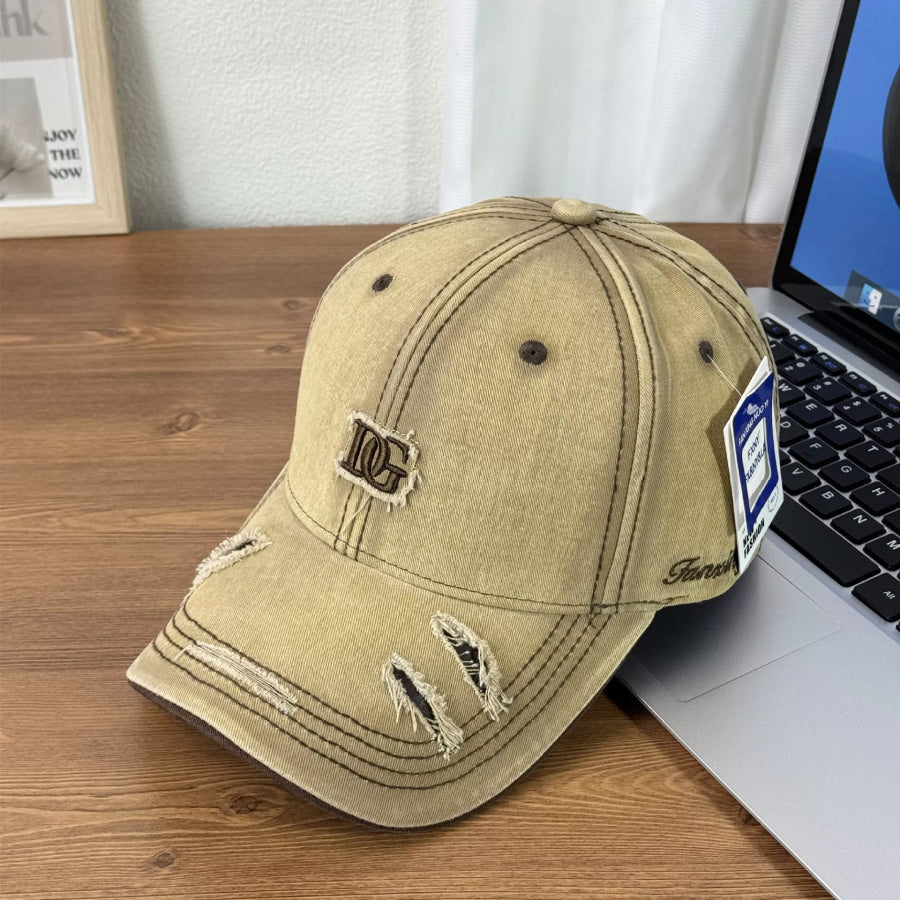 Distressed Causal Baseball Cap Khaki / One Size Apparel and Accessories