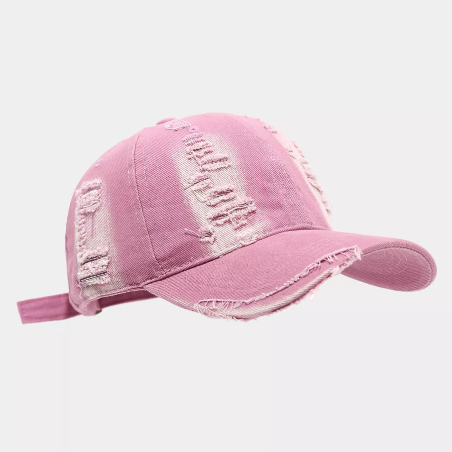 Distressed Cotton Baseball Cap Pink / One Size Apparel and Accessories