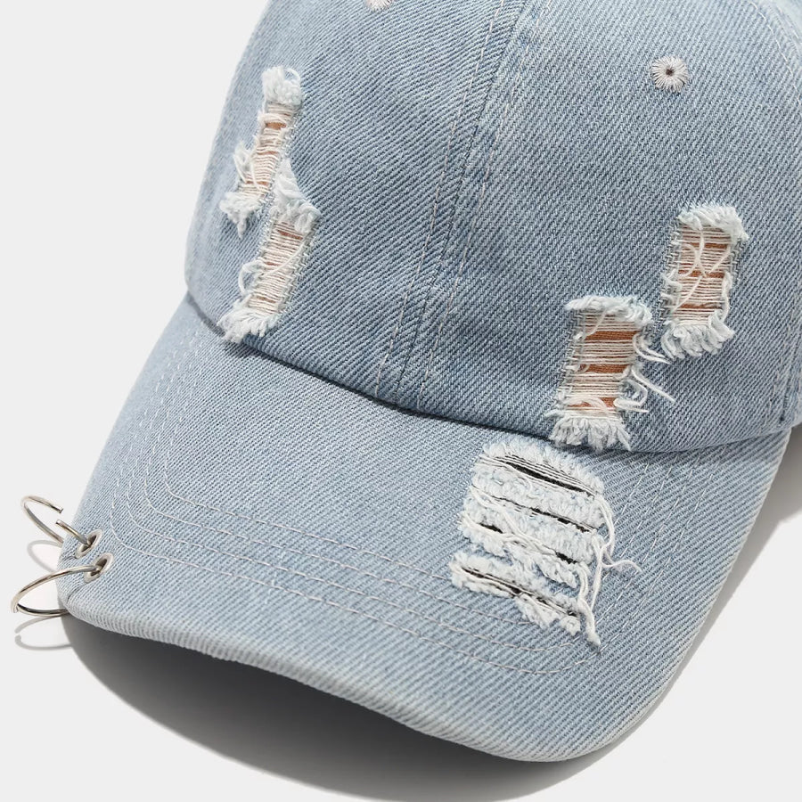 Distressed Denim Baseball Cap Apparel and Accessories