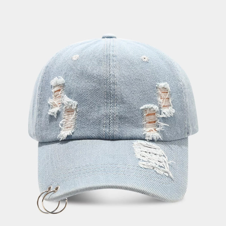 Distressed Denim Baseball Cap Apparel and Accessories
