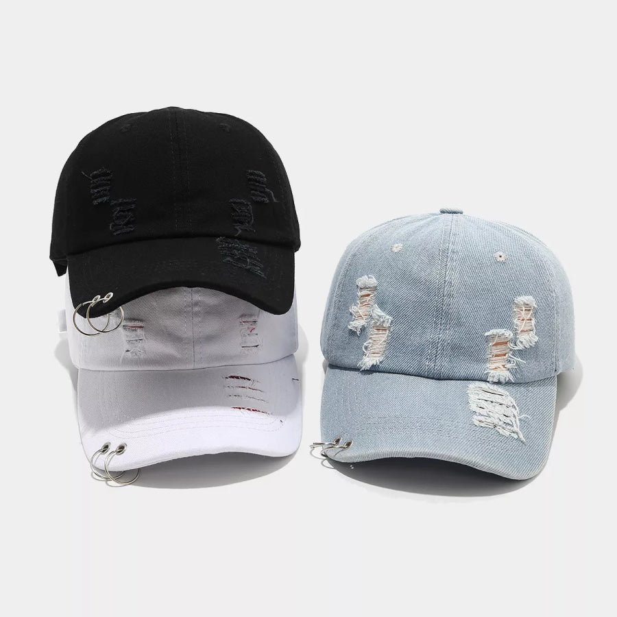 Distressed Denim Baseball Cap Apparel and Accessories