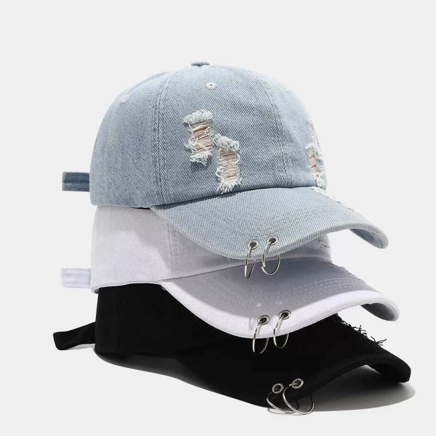 Distressed Denim Baseball Cap Apparel and Accessories