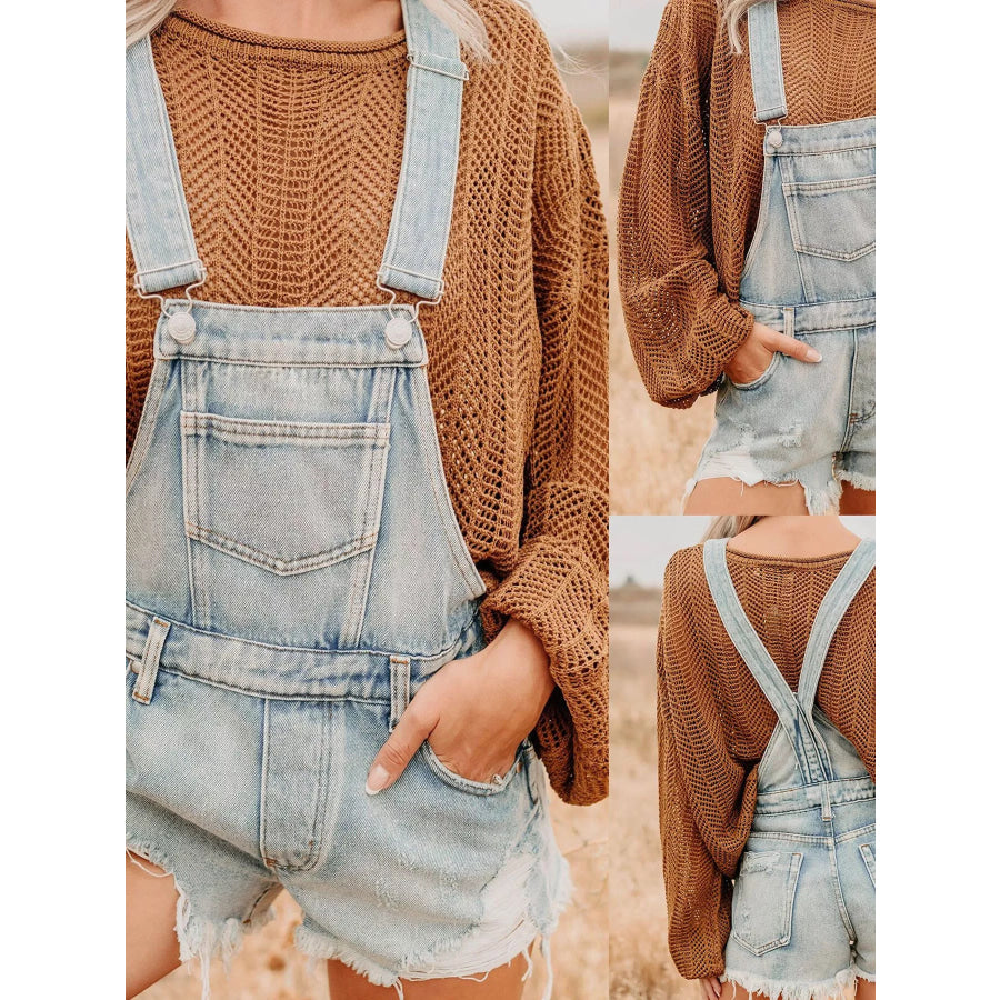 Distressed Denim Overalls Shorts Apparel and Accessories
