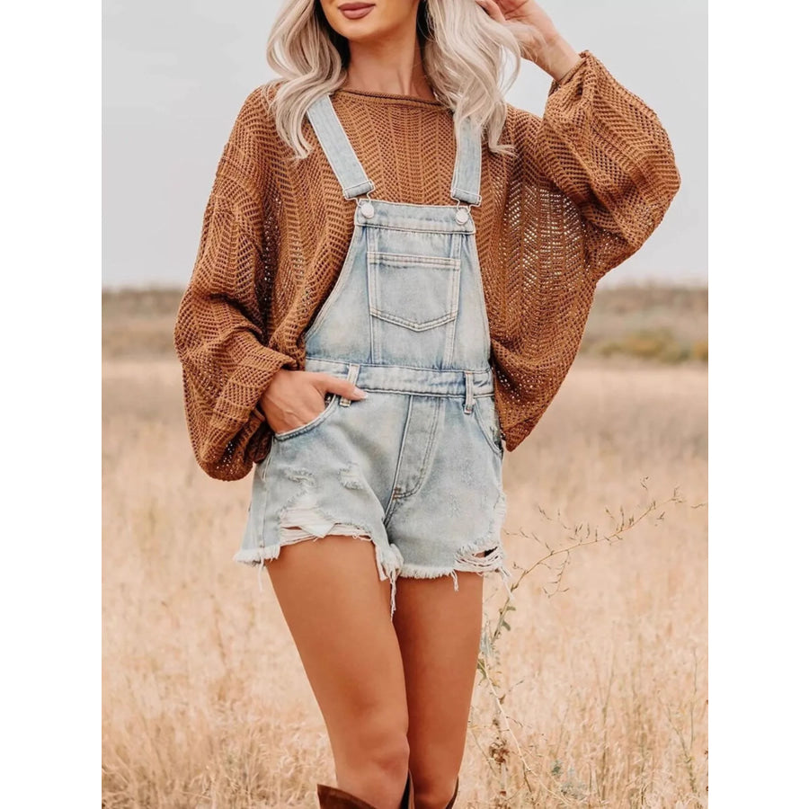 Distressed Denim Overalls Shorts Apparel and Accessories