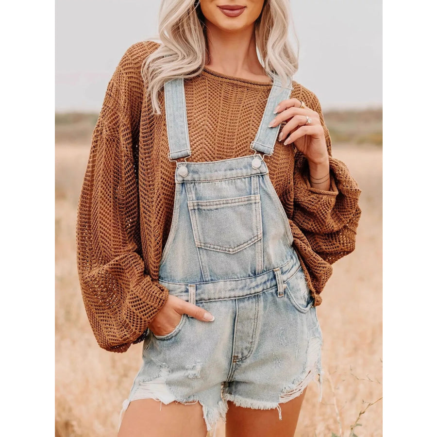 Distressed Denim Overalls Shorts Apparel and Accessories