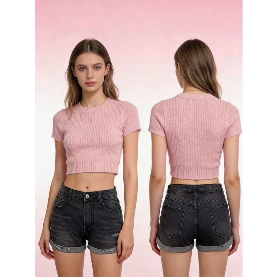Distressed Denim Roll-Up Shorts Apparel and Accessories