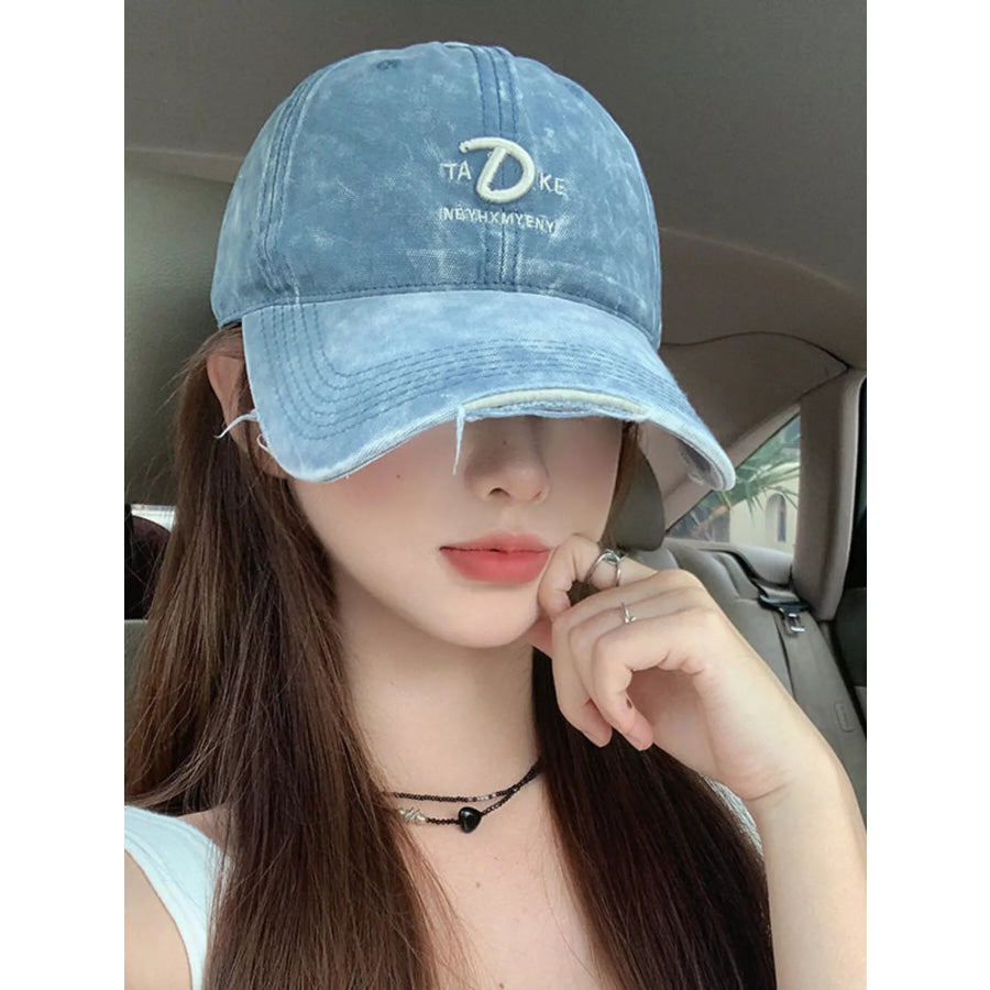 Distressed Embroidered Baseball Cap Apparel and Accessories