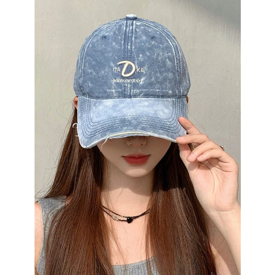 Distressed Embroidered Baseball Cap Apparel and Accessories