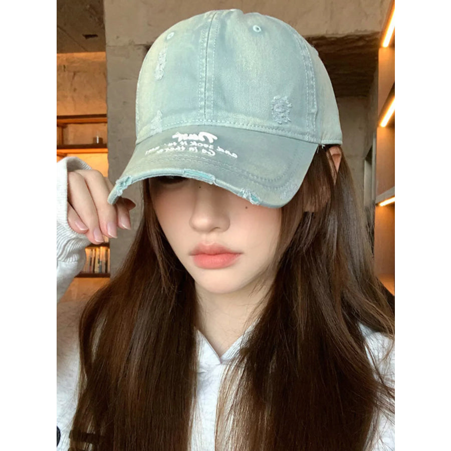 Distressed Embroidered Baseball Cap Dirty Blue / One Size Apparel and Accessories