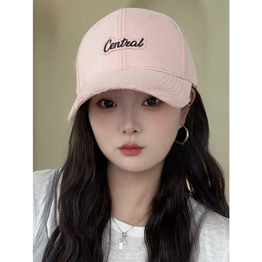Distressed Embroidered Causal Baseball Cap Pink / One Size Apparel and Accessories
