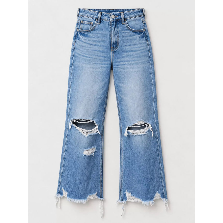 Distressed Flare Jeans Apparel and Accessories